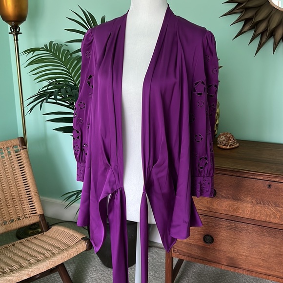 Catherine Malandrino Purple Wrap Blouse Size 4 - Picture 6 of 8